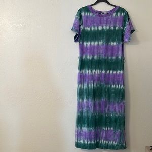 WHIT TWO Striped Tie-Dye Maxi Dress small